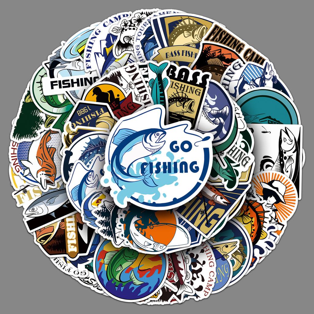 50 Рыболовных Граффити Наклеек Персонализированные Мультяшные Наружные Украшения Наклейки для Водной Кружки Чемодана Рыболовного Ящика
