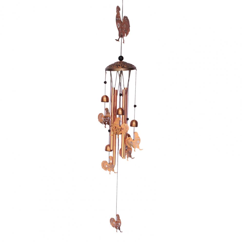 Indoor Wind Chime Vintage Wind Chime with 4 Metal Tubes S-shaped Hook for Garden Patio Outdoor Decor Rooster Dog Cat Bell