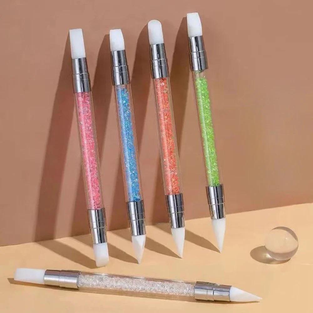 Двойная силиконовая ручка для дизайна ногтей, ручка для лепки цветов, регулируемый клей-карандаш, ручка для тиснения, кисточка для дизайна ногтей, инструменты для дизайна ногтей