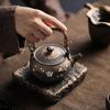 Ceramic Handmade Hammered Teapot Japanese Retro Pottery Teapot Kung Fu Tea Set Portable Teapot Tea Table Accessories Tea Infuser
