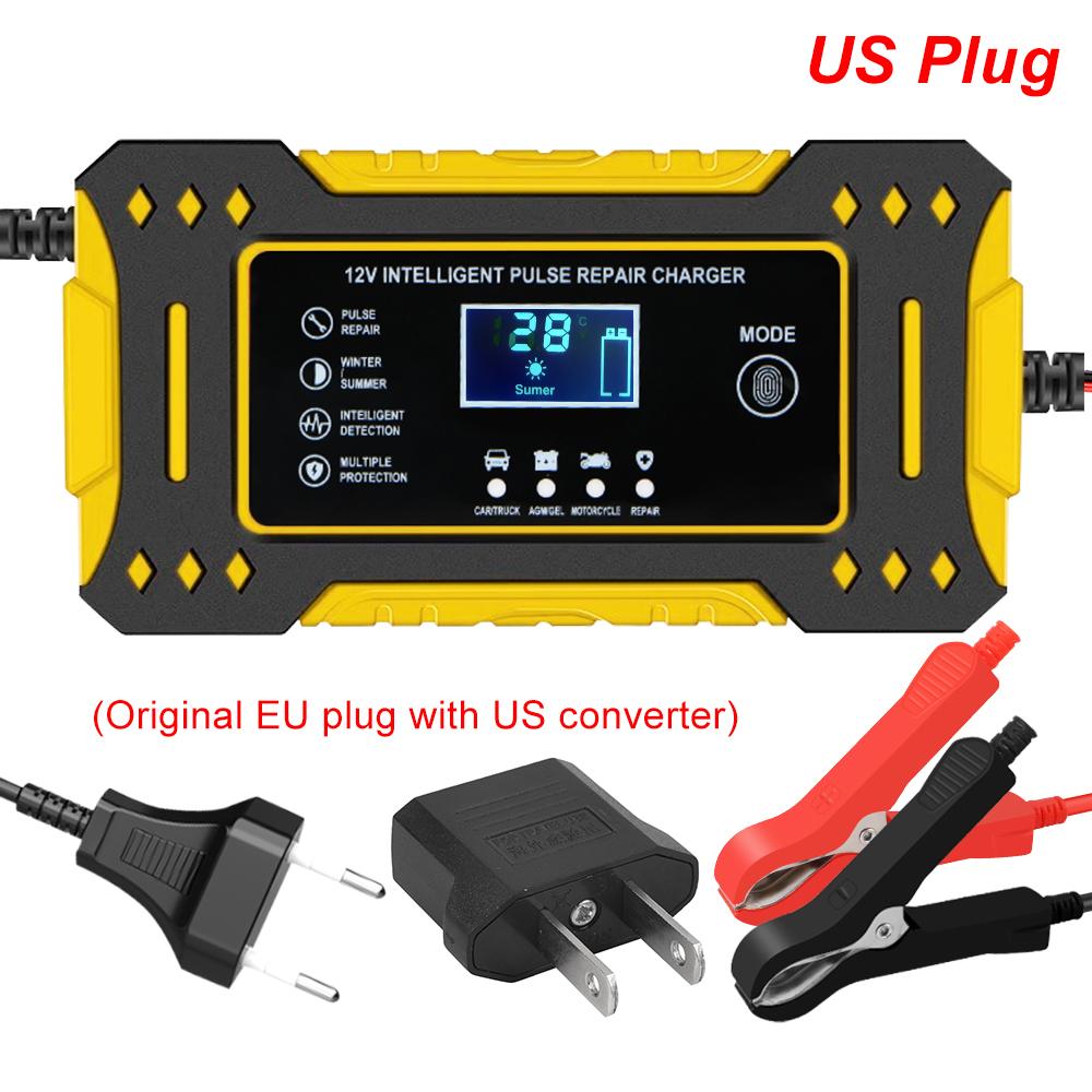 6A 12V Car Battery Chargers 3 Stages Fast Charging Storage Batteries Lead Acid AGM GEL Battery Intelligent Pulse Repair Tools