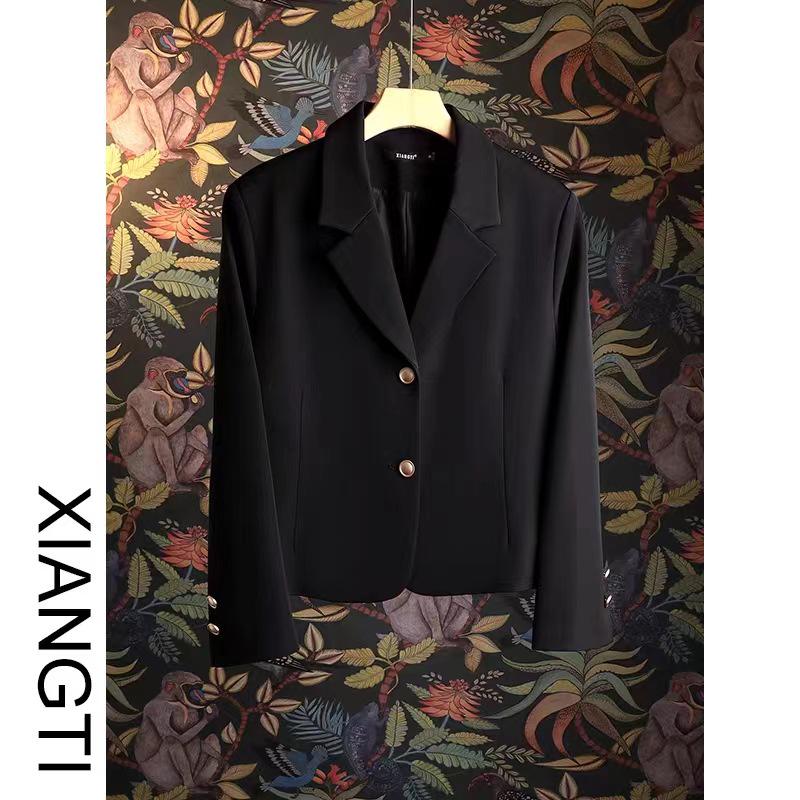 2024 Women's Petite Casual Blazer - Autumn French Style, Slim Fit, Long Sleeve