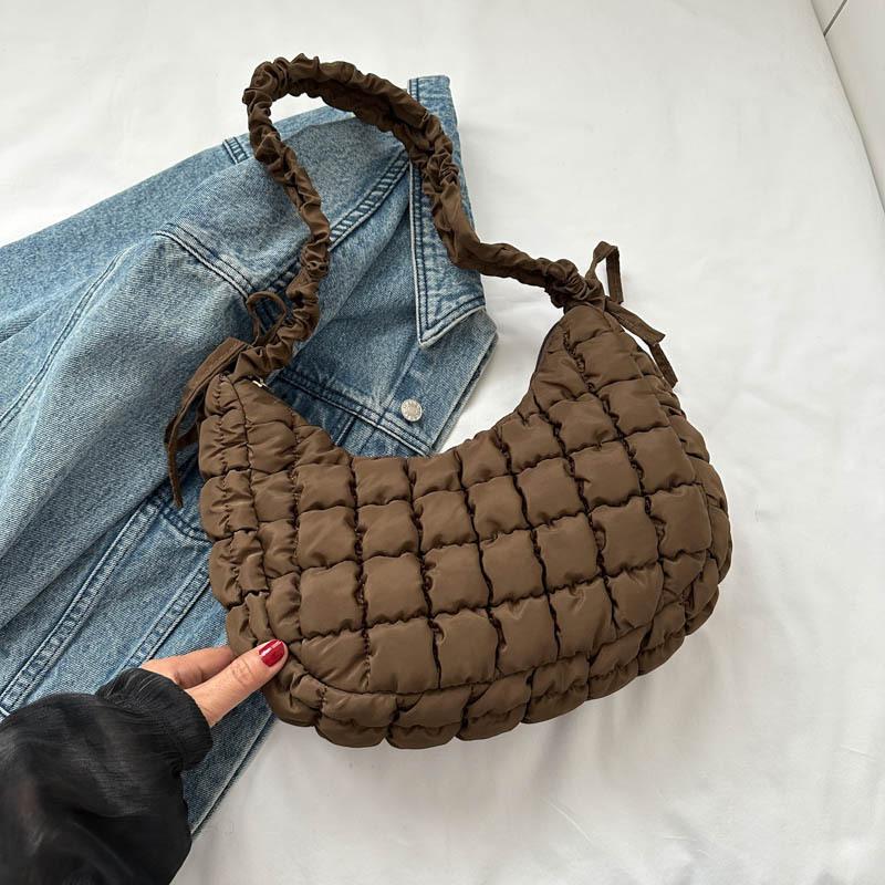 Nylon Bag Handbag Women Tote Bag Top Handle Bag New Personalized Pleated Cloud Bag Fashion Oxford Cloth Shoulder Oblique Dumpling Bubble Bag