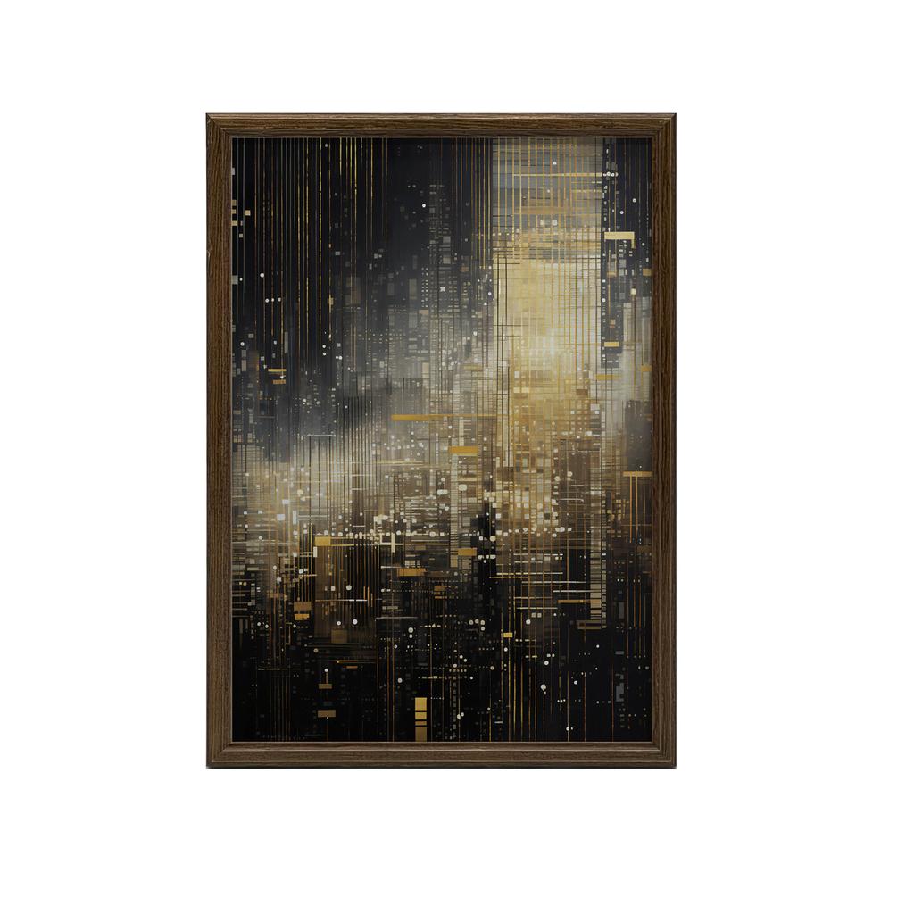 City Lights, Poster In Black And Gold City Lights, Poster In Black And Gold, 30X40 Cm, Unframed, Matte Paper 230 Gsm