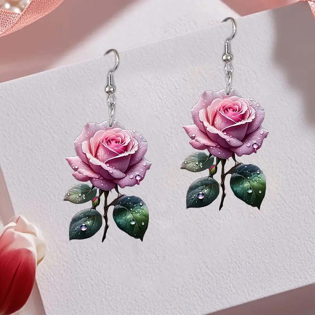 Серьги Rose Forest Flower с ретро-литературными серьгами в подарок