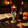 Dark Aesthetic Home Accents Halloween Skeleton Hand Rose Candle Holder, Gothic Resin Decorative Ornament Romantic Decor for Table Decor, Style