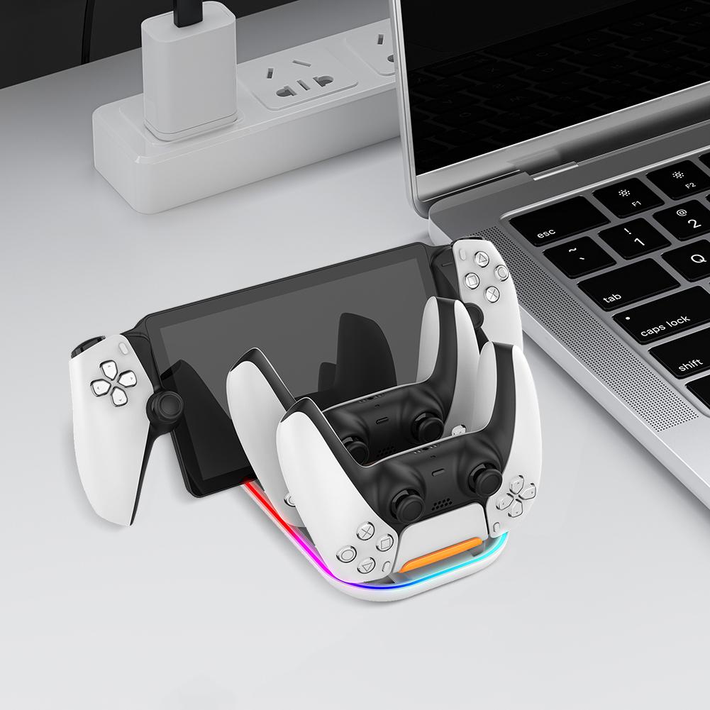 Док-станция для зарядки 3в1 для игровой консоли PlayStation Portal RGB Подставка-держатель с кабелем-зарядным устройством для PS5 Portal Remote Player