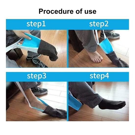 Sock Aid Device for Seniors Terry Cloth Sock Helper Aide Tool Easy Sock Threader No Bending Secure Grip Sock Assist Device
