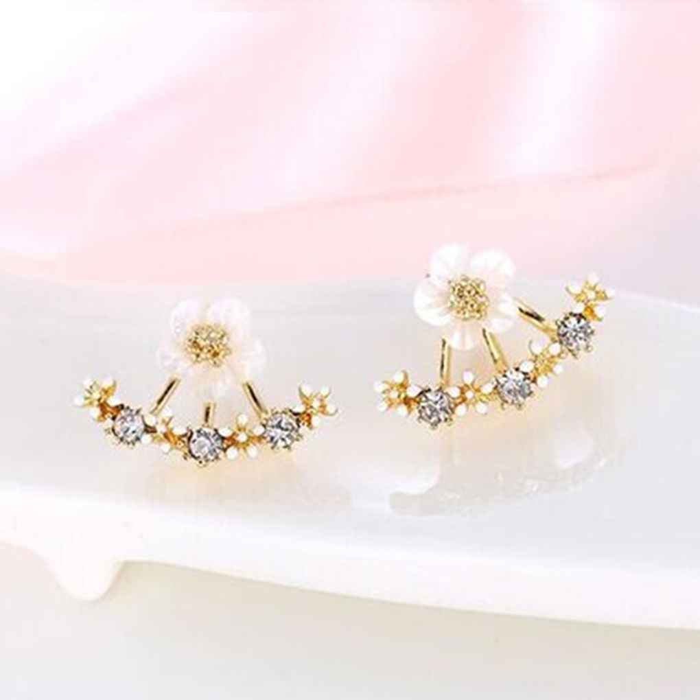 1 Pair Women Ear Studs Party Wedding Flower Earrings Exquisite Delicate Jewelry Dress Up Decoration Friendship Gift