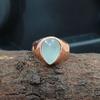 Pear Cab Aquamarine Gemstone 925 Sterling Silver Rose Gold Overlay Ring Jewelry, Unisex Signet Gift Ring