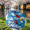 Custom Name Personalized Blue Smurfs Print Umbrella, Auto Open Close, 8‑Rib Sturdy Frame, Commute Camping Hiking Use, Birthday Gift