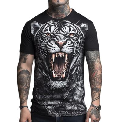 Летняя мода крутая футболка с 3D-принтом тигра для мужчин, повседневная забавная футболка с круглым вырезом и принтом, модная футболка больших размеров с коротким рукавом, уличная одежда