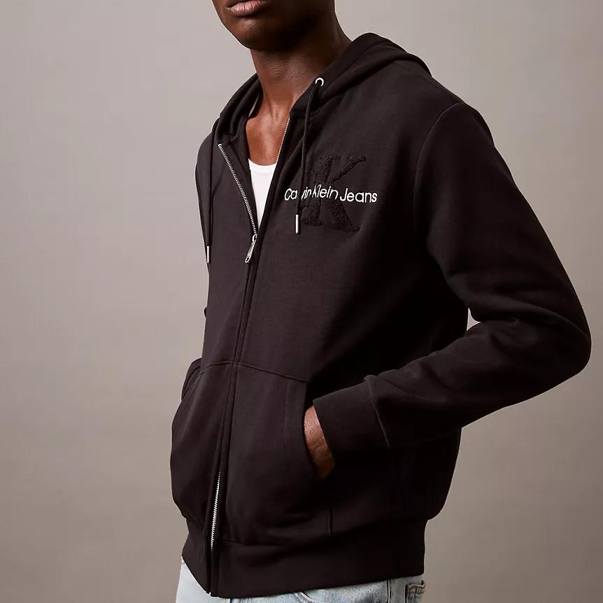 Calvin Klein Minimalist Comfortable Versatile Hooded Long Sleeve Sweatshirt Men Sweatshirt Black 40EM241-001