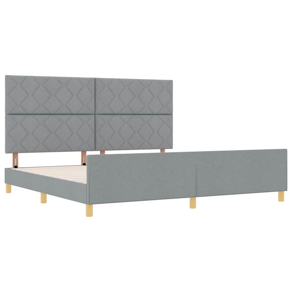 Platform Bed with Headboard Light Grey 200 x 200 cm Fabric