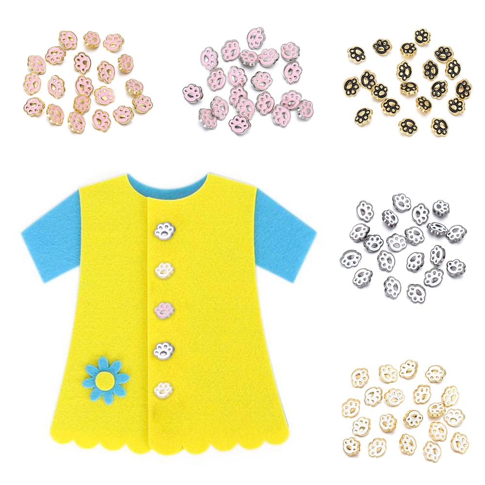 20pcs 8mm Cat Paw Pattern Craft Mini Buttons Clothing Sewing Buckle DIY Doll Clothes Metal Buckles