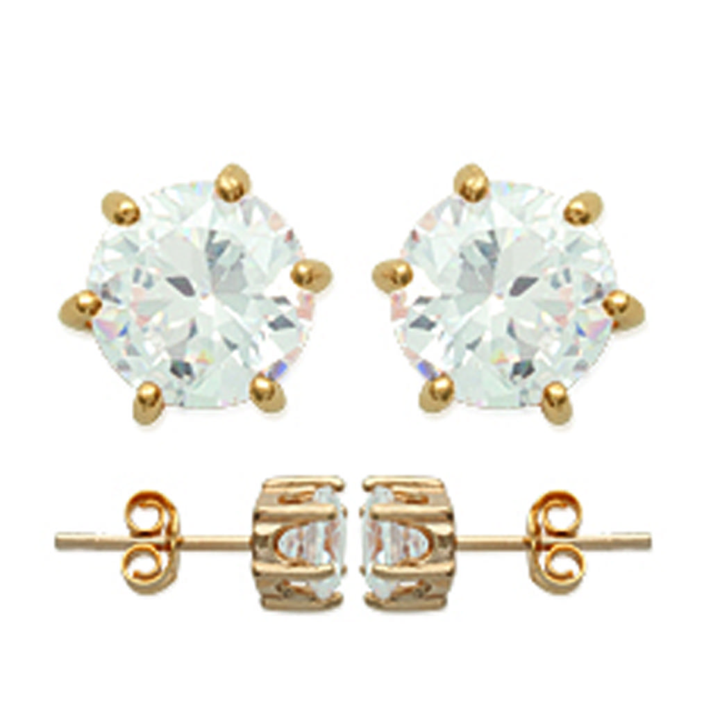 Les Trésors De Lily [R2940] - Gold Plated Earrings 'Essentiel' Golden White - 6 Mm