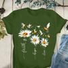 Faith Hope Love Daisy Print T Shirt Women Short Sleeve O Neck T Shirt Summer Women T Shirt Tops Camisetas Mujer