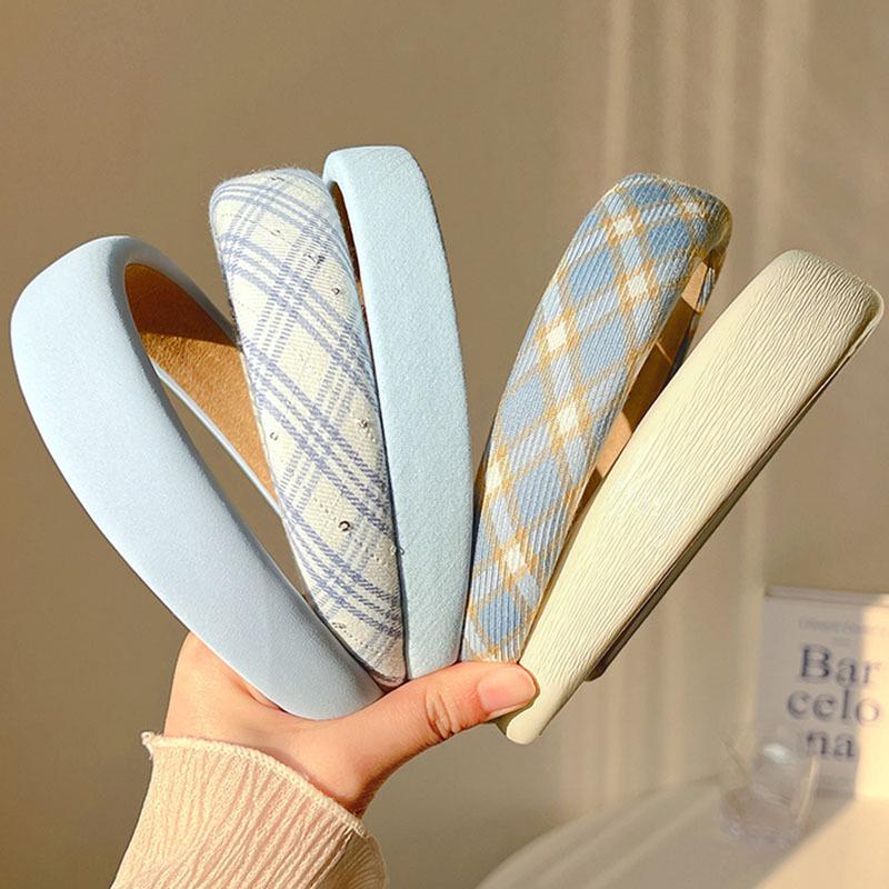 Повязка на голову вафельная конфетного цвета: Высокая тулья, Улучшенная губка для умывания лица, Широкий обруч для волос для ранней весны.