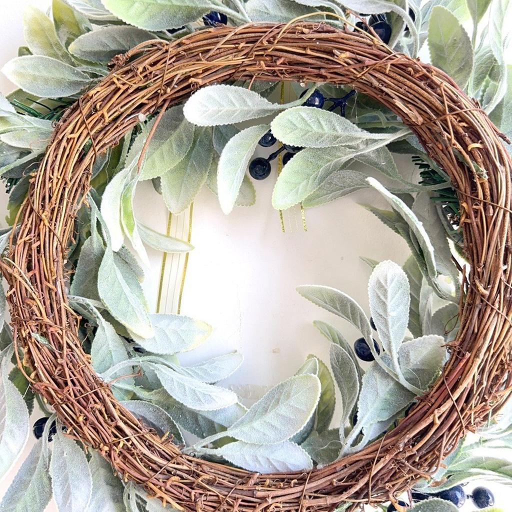 New Christmas Blue Berry Artificial Wreath Wedding Door Hanging Pinecone Decor