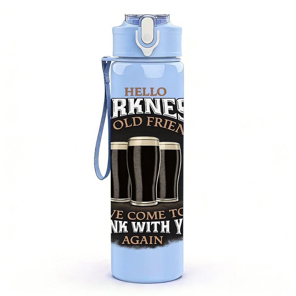 1PC Darkness Beer Mug Vintage Badge Print 750ml Color Plastic Sports Water Bottle Leakproof Flip Straw Lid Suitable for Sports Office Home Use