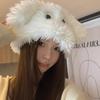 Японская забавная мультяшная шапка-пуловер с большими глазами щенка для женщин на осень и зиму Теплая защита ушей Милая и симпатичная утолщенная плюшевая шапка