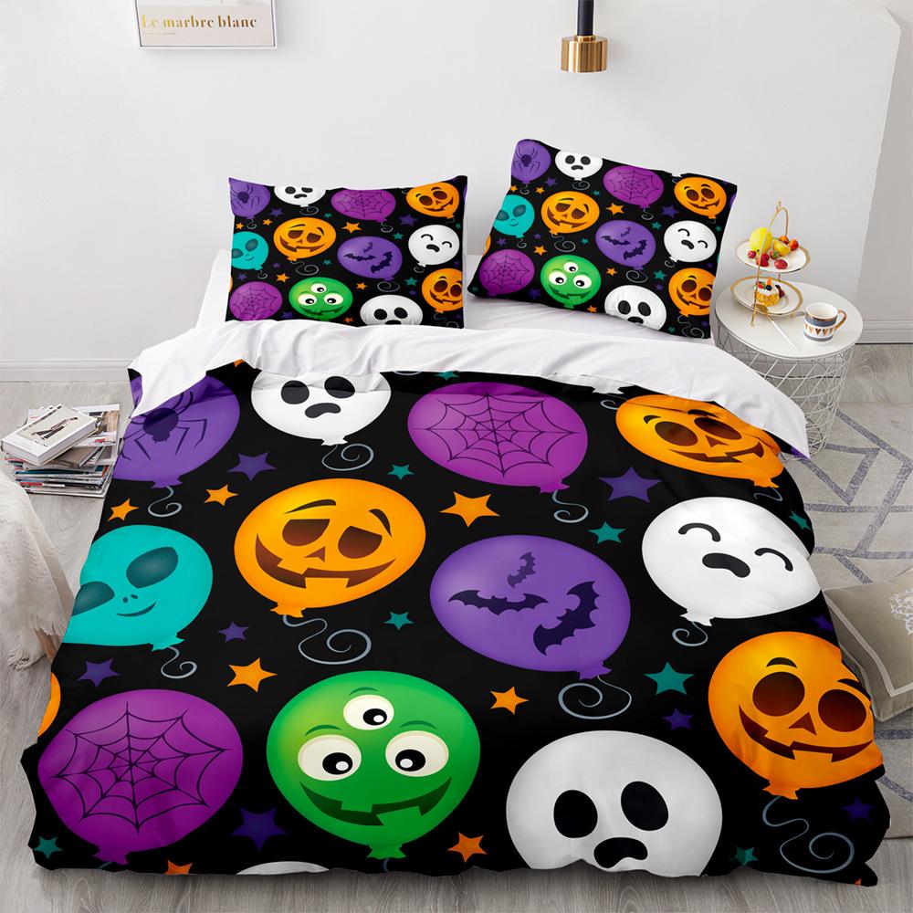 Halloween Duvet Cover Pumpkin Lantern Cartoon King Queen Twin Size Polyester Bedding Set For Kids Boys Girls Teens Bedroom Decor