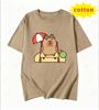 Cute Dolphin Cartoon Printed Short Sleeve Tshirt Soft Cute Kapibala Unisexs And Unisexs Pure Cotton Casual Top