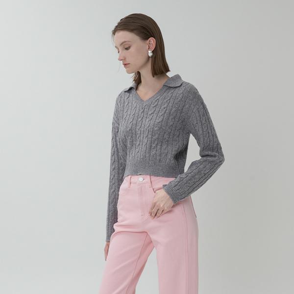 ATELIER NAIN Open Collar Cable Knit (T-6687)