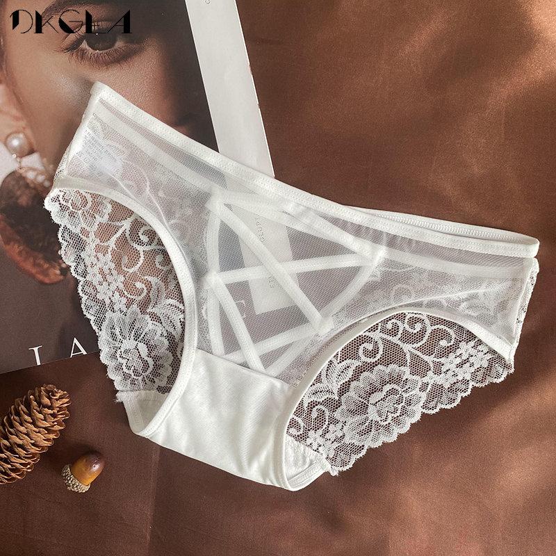DKGEA Panties Sexy Low-Rise Briefs Lace Women Underwear Transparent Underpants