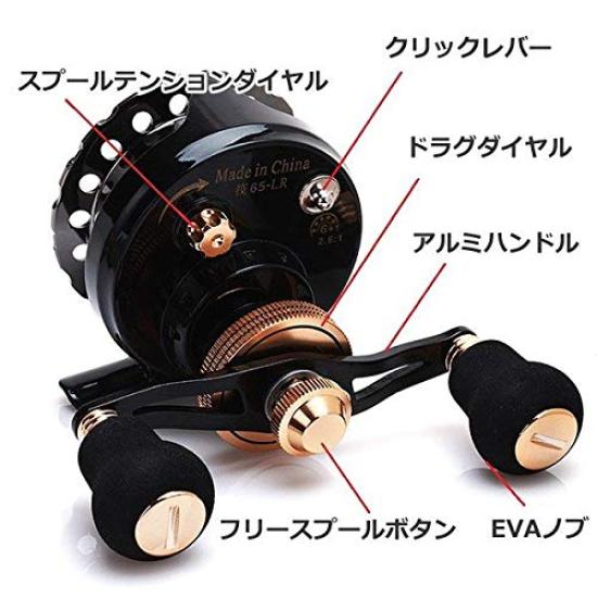 Wellvie classy cage fishing raft reel black porgy octopus squid drop left-handed 2.6:1 aluminum machine cut 6+1BB raft reel hechi fishing single-axis