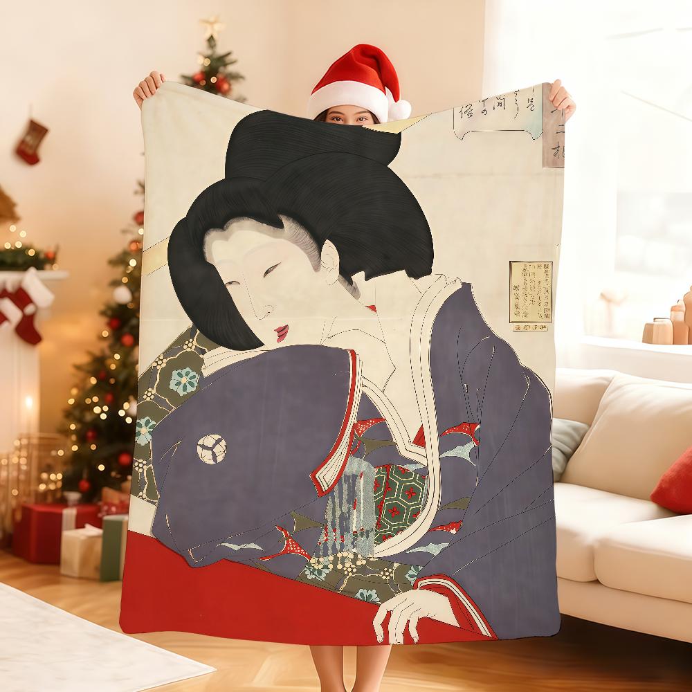 Japanese Geisha Female Blanket For Soft Throw Blanket for Picnic Bed Sofa Home Bedroom Cozy Warm Comfortable