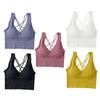 Women Vest Bra Cross Back V Neck Push Up Padded No Steel Ring Detachable Chest Pads Solid Color Yoga Bra Female Underwear