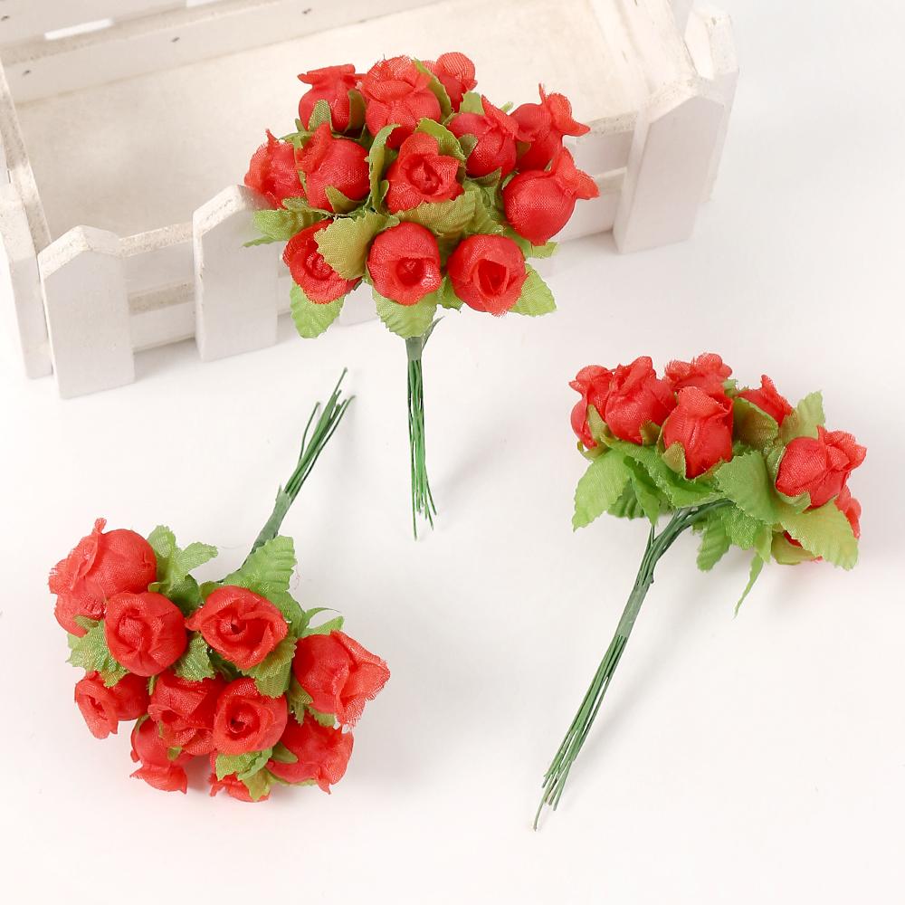12 шт./лот Мини Искусственные Розы Букет Шелковые Искусственные Цветы Для Домашнего Декора Свадебного Украшения Крафт Венок Подарочные Аксессуары