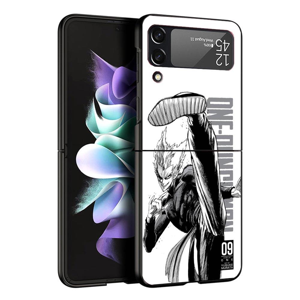 Чехол для телефона P-Punch-Man Garou Черный для Samsung ZFlip7 ZFlip6 ZFlip5 ZFlip4 ZFlip3 5G Жесткий Защитный Galaxy Z Flip 3 4 5 6 7