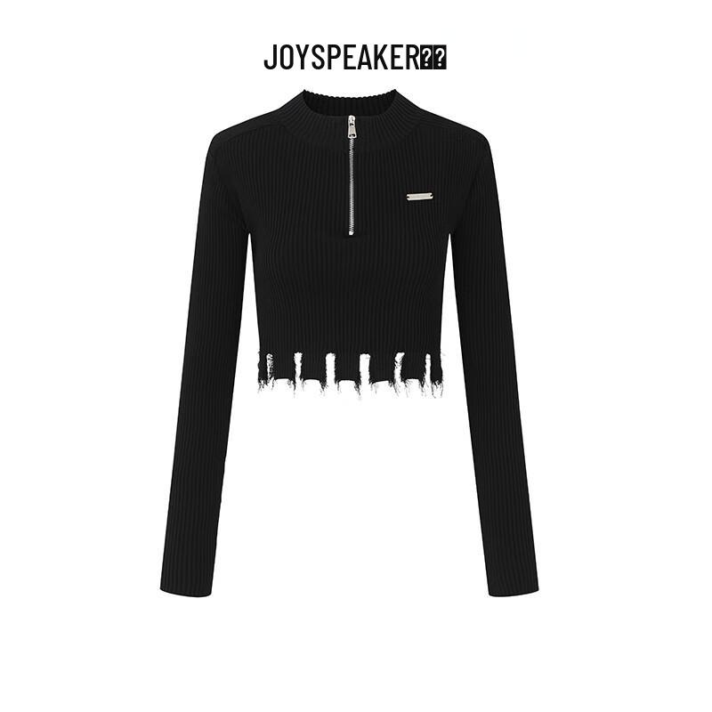 JOY SPEAKER Женский вязаный свитер с полувысоким воротником и застежкой-молнией до середины
