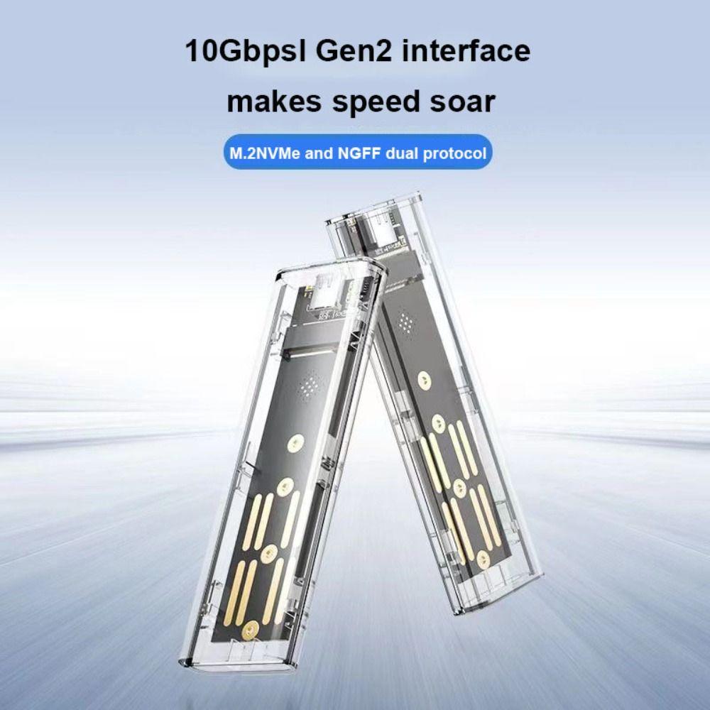 Transparent M.2 SSD Box NGFF NVME M2 Hard Disk Case PCIe 10Gbps Clear SSD Case External Enclosure Hard