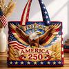 Сумка-тоут к 250-летию США, Сумка-шоппер ко Дню Независимости, Красно-бело-синяя сумка для покупок, Многоразовая патриотическая сумка в подарок на 4 июля