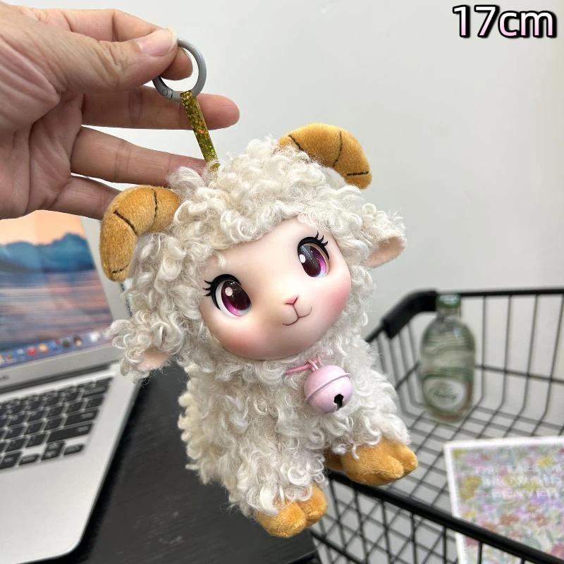 Adorable Stuffed Lamb Plush Toy with Bell Soft Cuddly Sheep Doll for Nursery Decor Baby Sleep Soother Birthday Gift