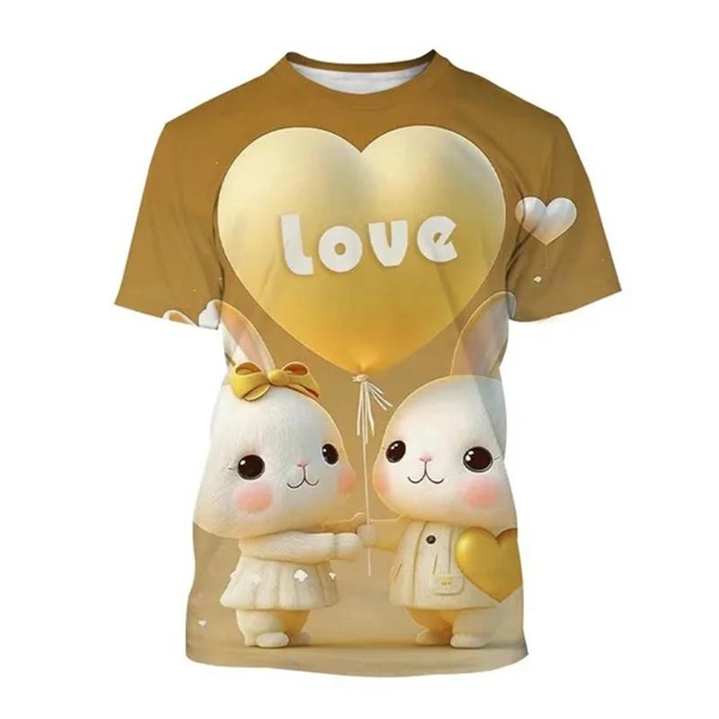 Летние милые мультяшные кролики 3D принт футболки женская уличная одежда повседневная мода Y2k футболка с коротким рукавом футболки с круглым вырезом топы одежда