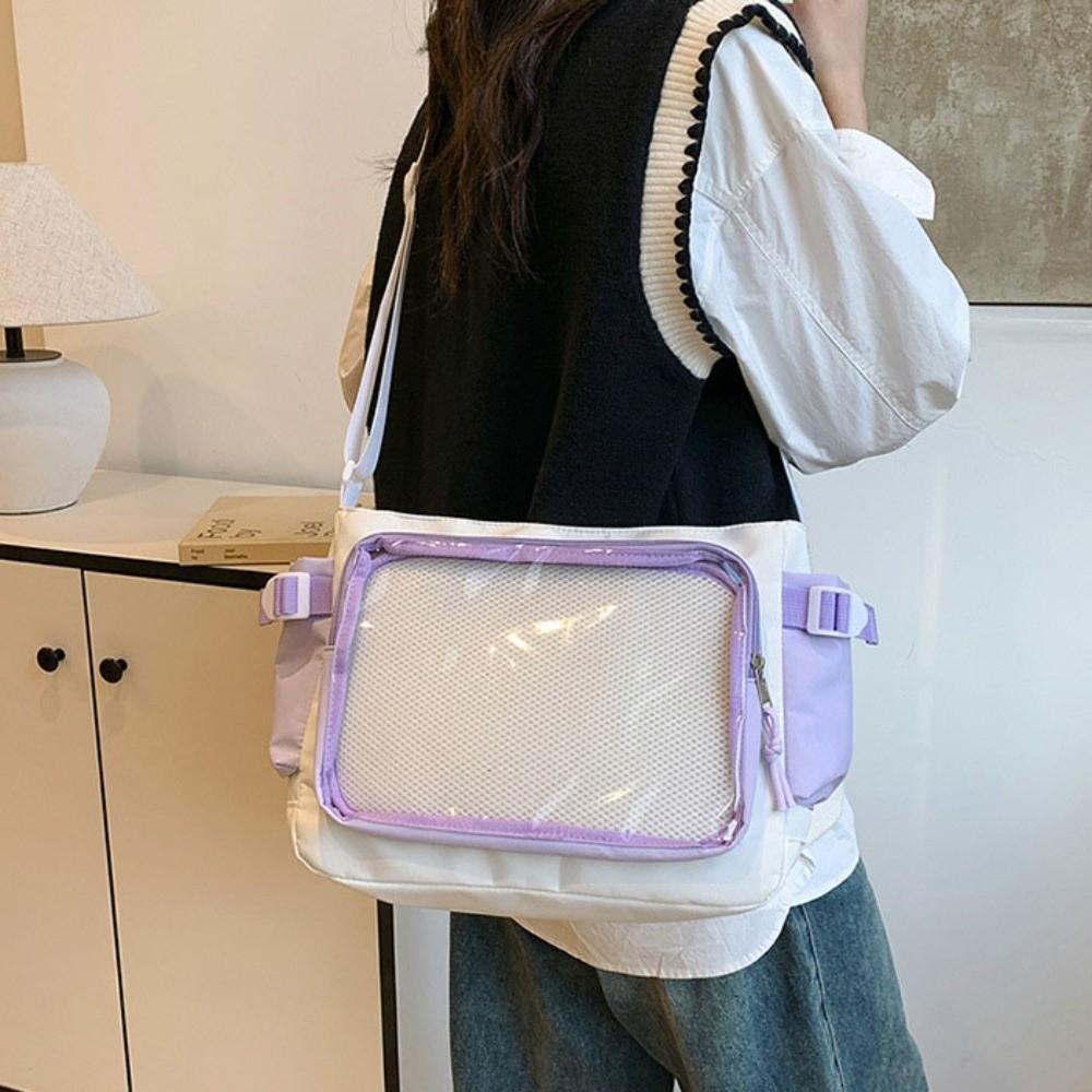 Clear Badge Display Shoulder Bag PVC Crossbody Bag Casual Transparent Pocket Itabag JK