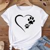 (Asian Size) T Shirt Women Cat Paw Love Heart Trend Style Print Tee Top Fashion Female Clothing Short Sleeve Graphic T-shirts