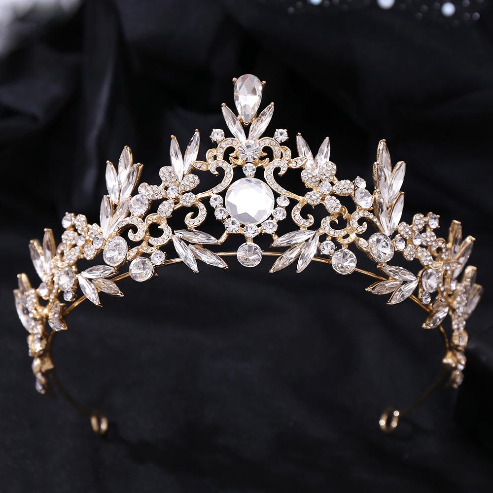 Diamond Popular Rhinestone Headband, Luxury Baroque Crystal Leaf Wedding Bridal Crown