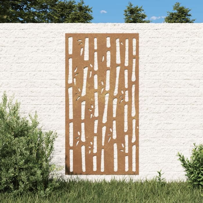 VidaXL Garden Wall Decoration 105x55 Cm Corten Steel Bamboo Design 824481