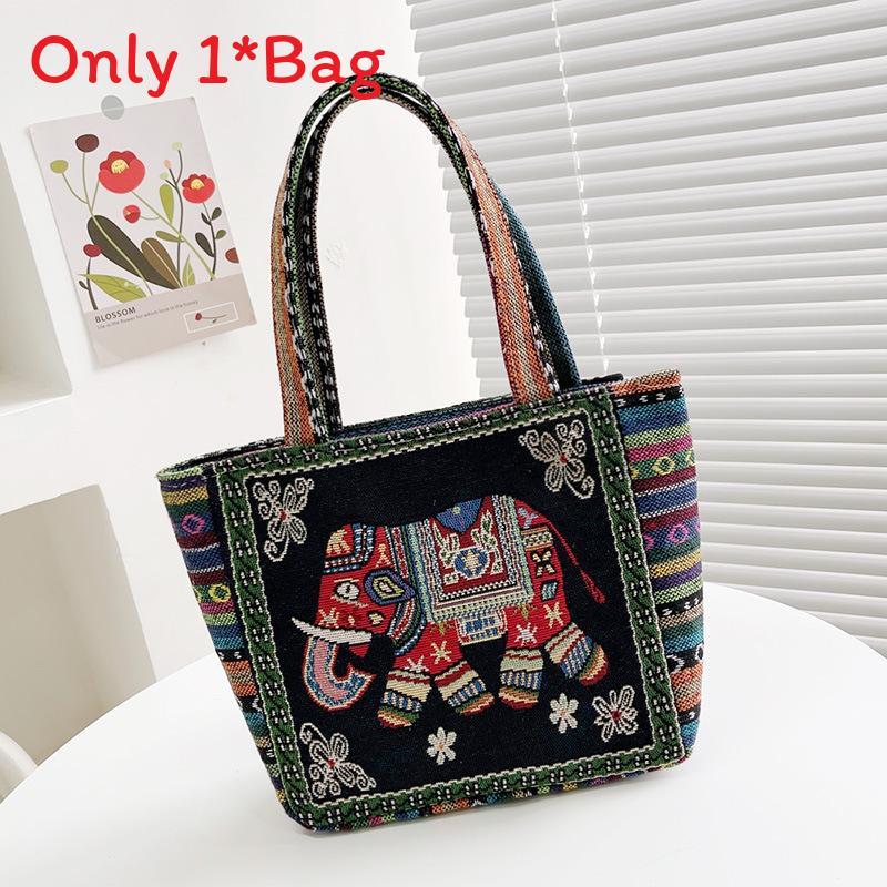 Elephant Cat Rabbit Pattern Nylon Shoulder Bag With Inner Compartment For Casual Outings