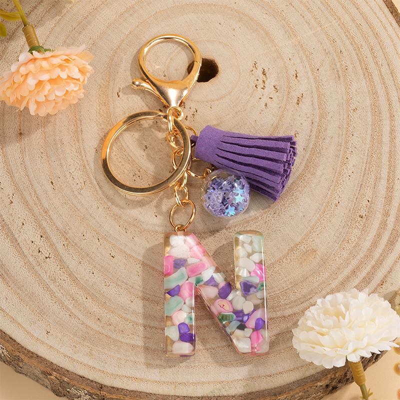 1 шт., держатель для ключей, подарок ручной работы, сумка с алфавитом AZ, кулон, брелок с кисточками и блестками, аксессуары для ключей