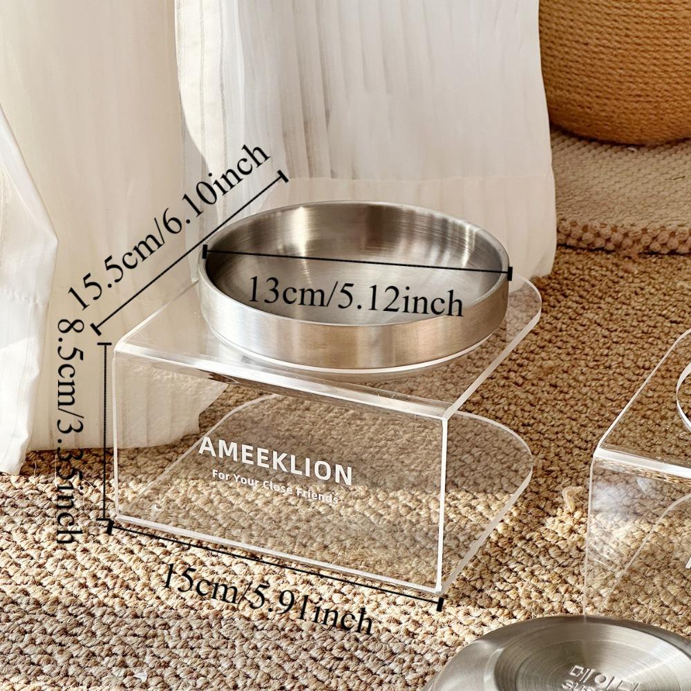 Cervical Protection Elevated Pet Bowl Acrylic Frame Stainless Steel Cat Bowl Dog Bowl Pet Feeding
