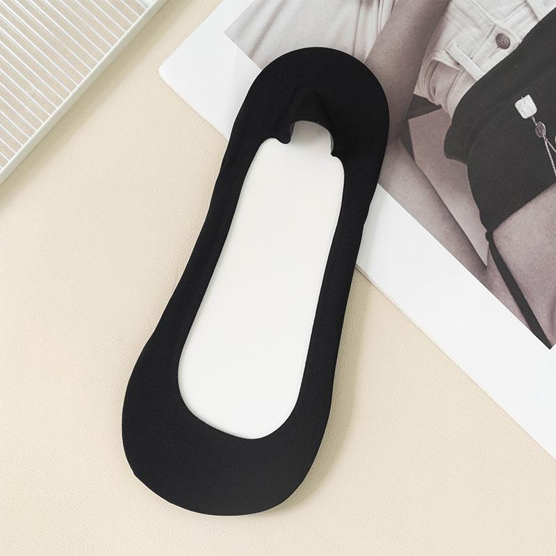 Ice Silk Boat Socks for Women Shallow Invisible Socks Towel Cotton Bottoms Women Deodorant Sponge Pad Anti-heel Drop Socks