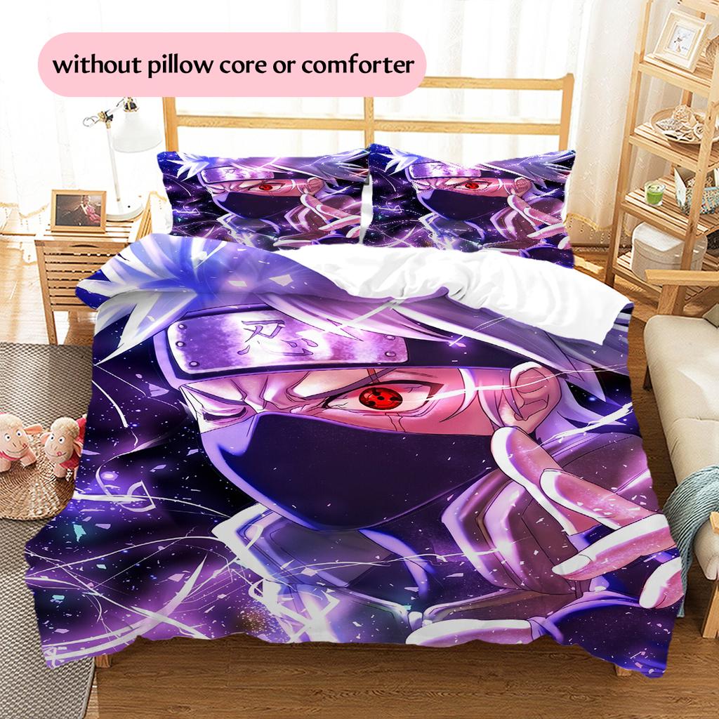 Хатаке Какаши Узор Наруто Постельное белье Домашний декор Подарок на день рождения (1 пододеяльник + 2 наволочки, без наполнителя)