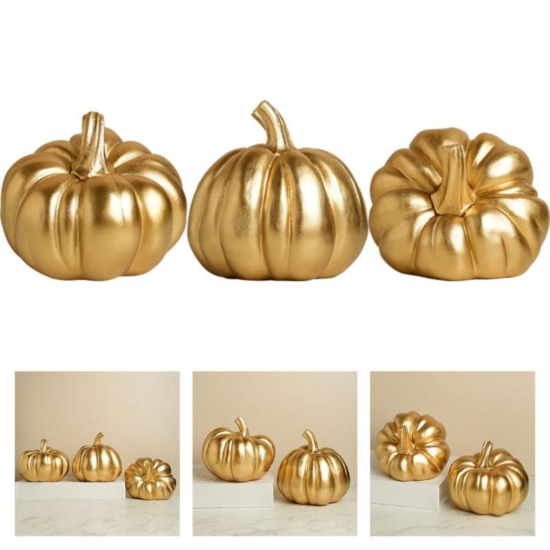 Gold Pumpkin Autumn Decors Decorative Pumpkin for Halloween Thanksgiving Table Centerpieces Mantles Bowl Party Wedding
