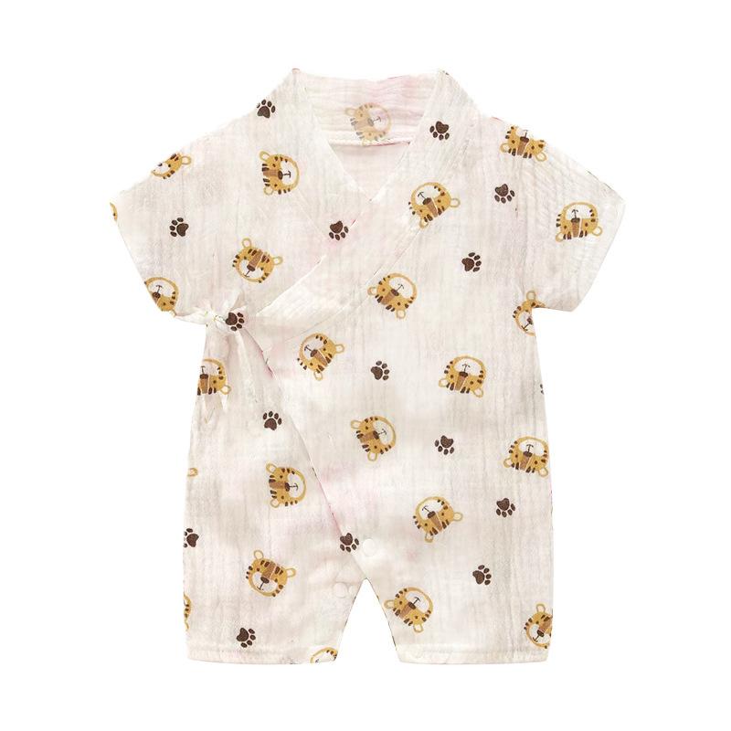 KIDDIEZOOM Infant Boy Girl Cute Print Short Sleeves Soft and Breathable Crepe Print Bodysuitfor Summer